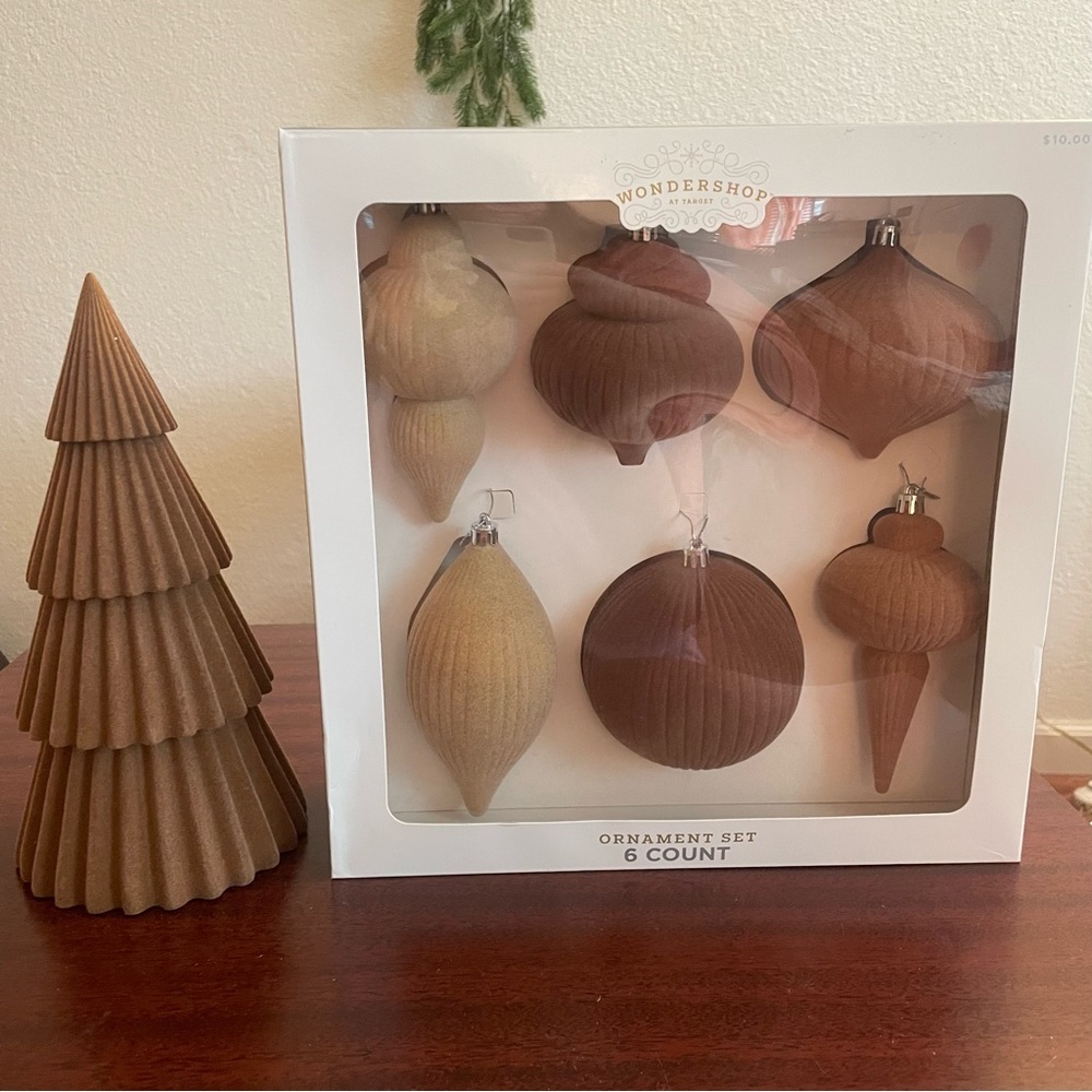 Target Wondershop Ornament Set Flocked Finial Christmas Tree and Figurine Tree